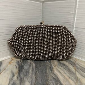 Garay Made In Japan vintage clutch Small Brown Purse With Beads